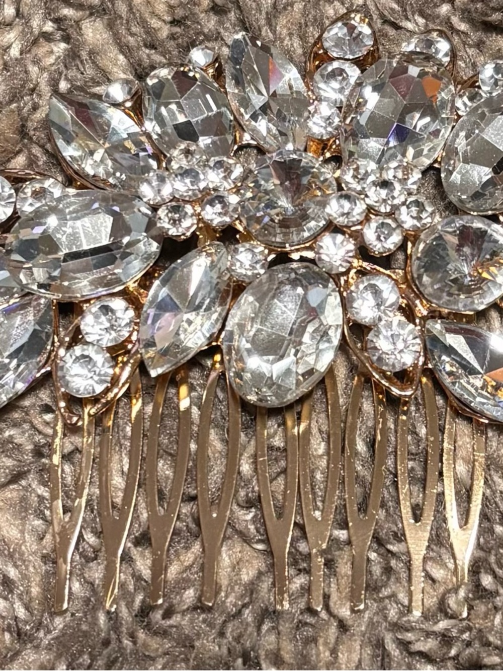 Crystal Floral Formal Hair Comb in Clear and Gold